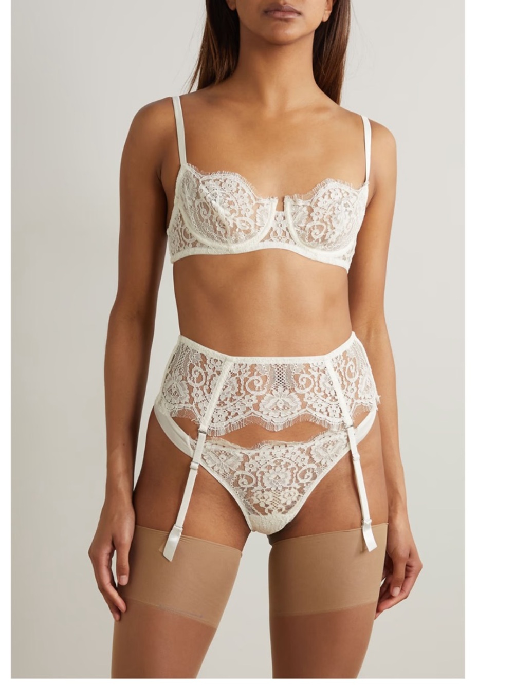 I.D. Sarrieri Lace Garter lace suspender Belt - off White 0 NEW $205